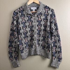 South Cotton Vintage Chunky Women M Cardigan Hand-knitted Co